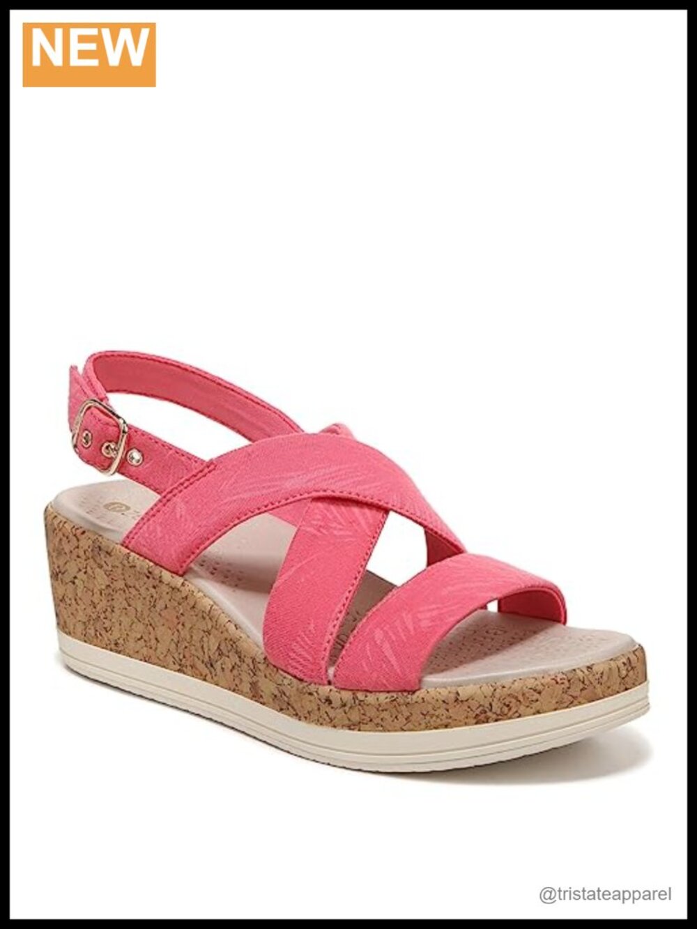 Cork Wedge Strappy Sandal Slingback Open Toe Buckle Casual